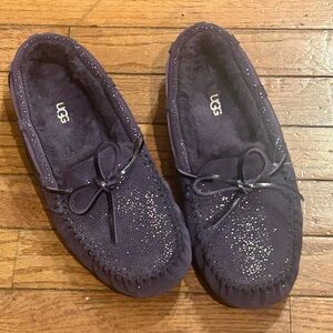 UGG DAKOTA TWINKLE PURPLE SUEDE SPARKLE SHEEPSKIN SLIPPER MOCCASIN Size 9